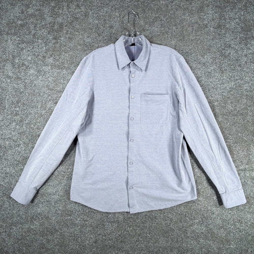 Lululemon Commission Button Up Shirt Mens M Blue Long Sleeve Preppy Slim Fit